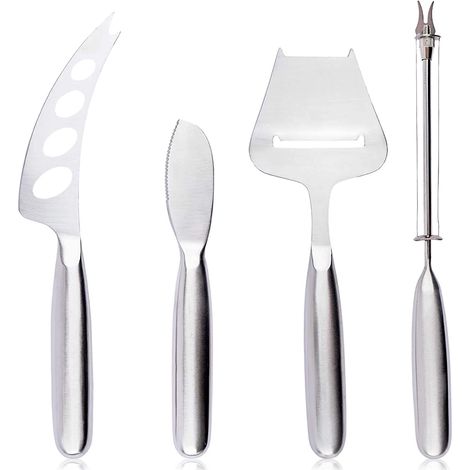 Ensemble de 4 Couteaux à Fromage en Acier Inoxydable - Outil de Découpe et Trancheuse pour Plateau de Fromage, Idéal pour la Cuisine et la Pâtisserie (1/5)