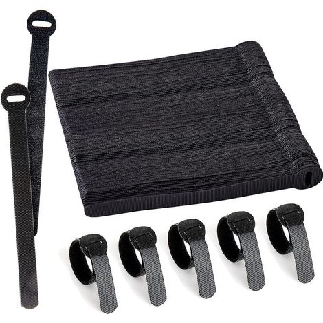 Lot de 100 sangles de câble réutilisables, noires, réglables et libérables pour la gestion des câbles d'ordinateur, l'organisation des cordons, la télévision, le bureau (1/4)