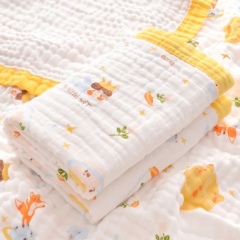 Couverture en coton pour bébé Couverture en coton doux Motif dessin animé, Couverture pour siège de bébé, Serviette de bain, Couverture à emmailloter (1/2)