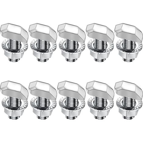 Lot de 10 vis à tête marteau M6 x 12 - En acier inoxydable A2-70 - Avec écrous à dents de blocage - Écrous à bride - Vis à double filetage M6 - Pour rail de montage solaire PV, serre et profil en (1/5)