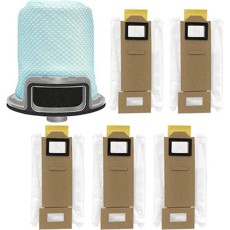 Lot de 6 sacs à poussière et filtres avant pour Xiaomi Roborock S7 Plus T7s T7 Plus
