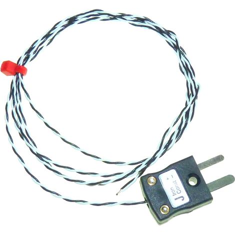 Thermocouple type J, L 10m, +250°C max à Fiche mâle miniature ( Prix pour 1 )
