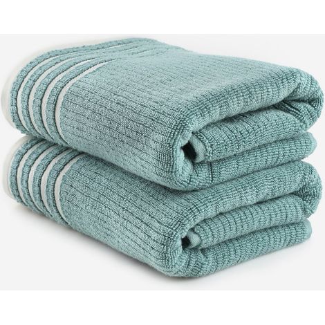 Set 2 asciugamani viso in microcotone 50x90 cm Mayra - Verde (1/3)