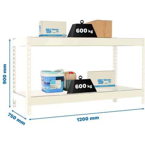 Estanteria 900x1200x750 SIMONFORTE 1207/2 METAL 900 BLANCO/GALVA marca SIMONRACK (1/2)