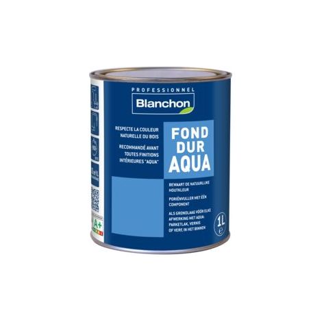 Blanchon – Bouche-pores incolore Fond Dur Aqua 1 litre – Préparation bois pour finitions AQUA – Rendement 10 m²/L/couche – Application rapide 1h30