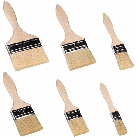Pinceaux Peinture Mur,Pinceau Plat, Pinceaux 6 Pièces, Pinceaux Professionnels Manche en Bois Peinture Brosses Pinceaux de Poils Naturels Adapté Aux Murs, Aux Meubles, Aux Volets--TRIMEC (1/4)