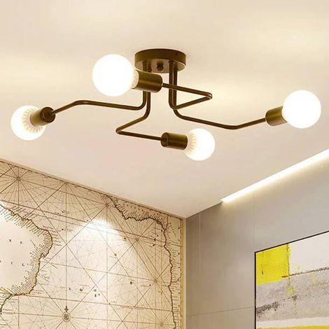 Retro Plafonnier vintage ,luminaires style industriel,lustre Abat-Jour rétro forme diamant , éclairage intérieur, lampe cuisine salon salle à manger chambre, E27, Ø 200mm , Noir BLOW (1/5)