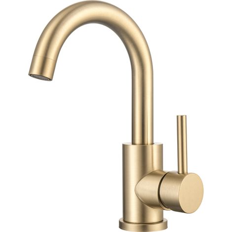 LOMAZOO Robinet de lavabo, mitigeur Lysa en acier inoxydable doré
