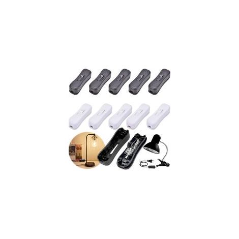 Lot de 10 interrupteurs intermédiaires en ligne pour lampe - Interrupteur intermédiaire - AC 250 V - Pour petits appareils ou lampes (blanc et noir) (1/5)