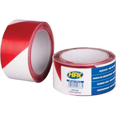 Absperrband, weiß und rot, 50 mm x 100m, RUBALISE