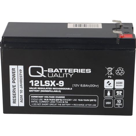 Q-Batteries 12LSX-9 12V 8,8Ah Blei-Vlies-Akku / AGM 10 Jahre (1/5)