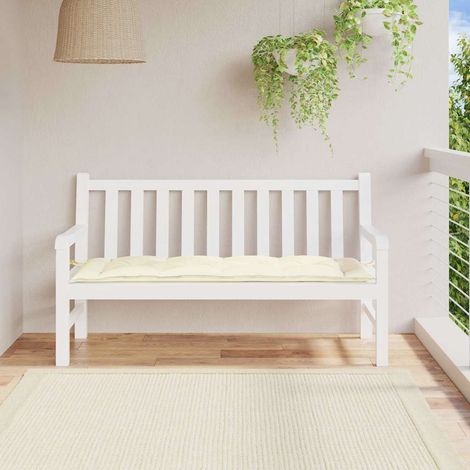 Coussin de banc de jardin blanc crème 150x50x7 cm tissu oxford (1/5)