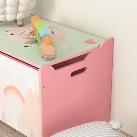 Cassapanca portaoggetti per bambini con coperchio, 60 x 37 x 39 cm, rosa DESVIAE (1/5)