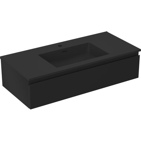 Mexen Orio mueble de ba帽o 100 cm con lavabo Otis, 1 caj贸n, negro mate - 91A10-10023-1-BF71-W18M71 (1/5)