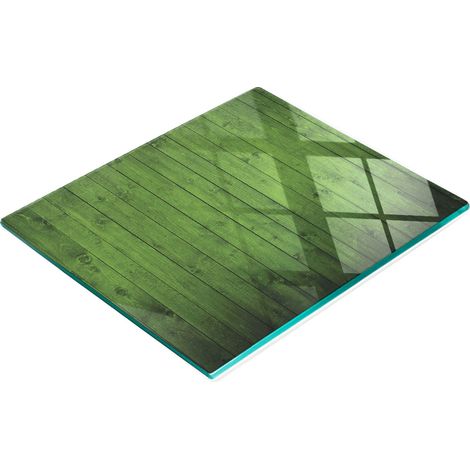 Tablero de vidrio duradero y elegante con estampado de madera verde de 60x52 cm.