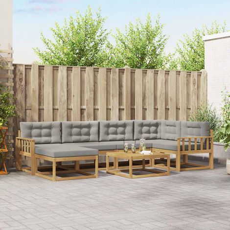 vidaXL Outdoor-Sofagarnitur 7 pcs Weiß und Hellgrau (1/5)