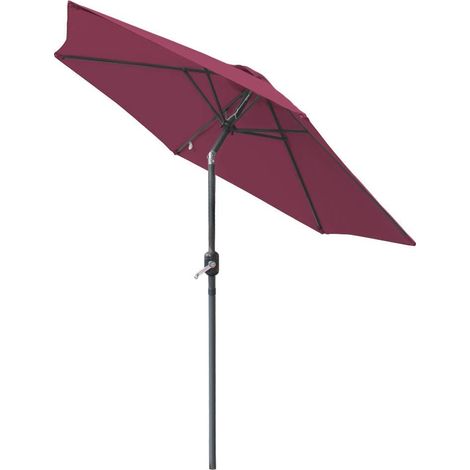 2.5M Round Garden Parasol Outdoor Patio Sun Shade Umbrella with Tilt Crank UV protection - Wine Red (1/5)