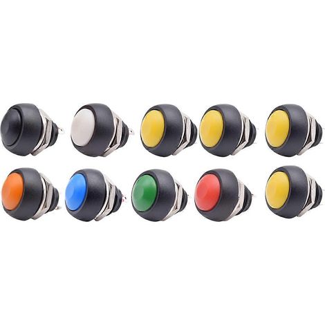 Lot de 10 mini-interrupteurs 2 broches 12 mm 1 A étanches PBS-33B 12 V à bouton-poussoir momentané avec réinitialisation sans verrouillage PBS-33B (1/5)