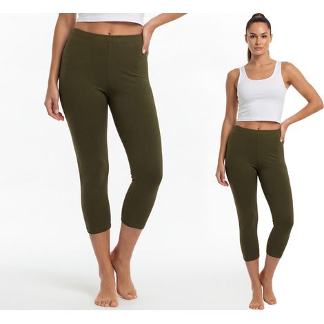 3/4-Leggings aus Baumwolle, polnischer Hersteller, Farbe Khaki, Größe L (1/4)