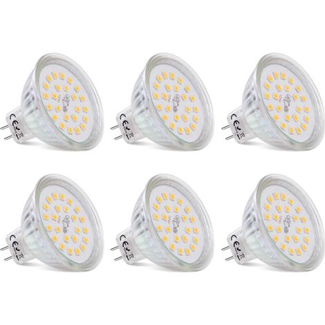 MR16 LED-Spot-Leuchtmittel, GU5.3-Sockel, warmweiß 2700 K, 3,8 W, entspricht 40 W Halogen, LED-Spot GU5.3 12 V, nicht dimmbar, 430 Lumen, MR16-LED-Lampe, 6 Stück [Energieklasse E]