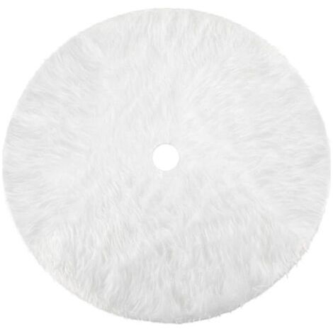 Jupe de Sapin de Noël Blanc Peluche Neige Décorations d'arbre de Noël Tapis Vacances Couvre Pied Sapin Noel, 90cm/35 Pouces