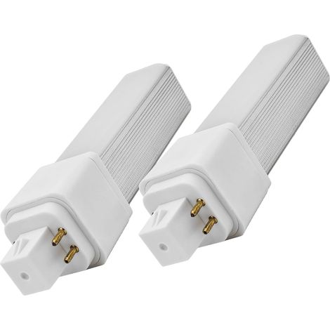 6W Lumière Du Jour Naturelle G24q Lumière Led à 4 Broches Ampoules Cfl égales à 13 Watts Pl-C Lampe Fluorescente Compacte G24q-2 Gx24q-3 660 Lm 314° Verte Encastrée à Rotation Libre Paquet De 2 (1/5)