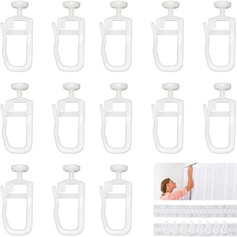 100 pièces crochets à rideaux, glissières en plastique 7 mm pour rails coulissants, blancs, pour fenêtres et portes, durables et faciles à installer