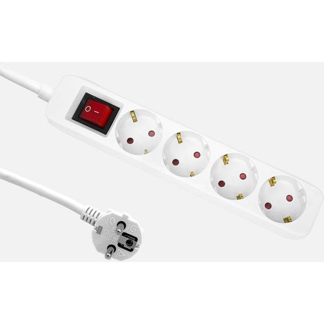 Rallonge Florey câble 3 m 3G×1,5 mm² 4 prises avec interrupteur protection enfant blanc