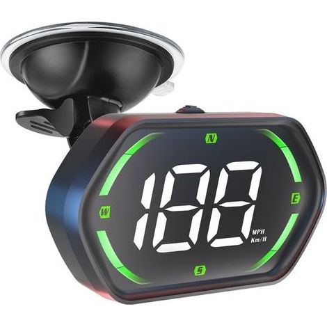 Affichage tête haute universel pour voiture, compteur de vitesse GPS avec commutateur MPH/KMH, alarme de survitesse, réglage automatique de la luminosité, Plug and Play pour tous les véhicules, vert (1/5)
