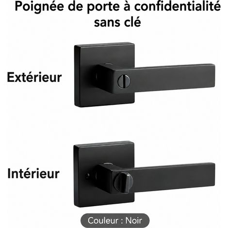 Serrure à poignée à trois pênes noire sans clé en alliage d'aluminium noir réf 8076 550 g – Livraison gratuite