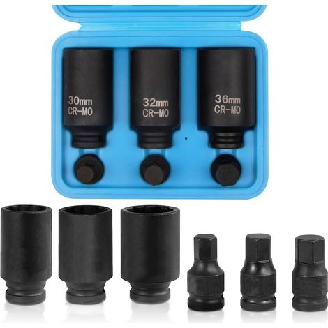 JOMAFA - Juego de vasos para bujes ejes de transmision, 6 piezas. Vasos de impacto 12 caras especiales para ejes (1/5)