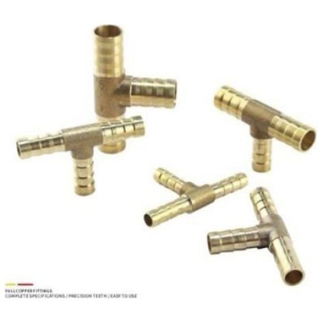 (8mm)5 Pièces Raccord en laiton de tuyau de carburant de manière à 3 voies en T pour tuyau de gaz à air comprimé (1/4)