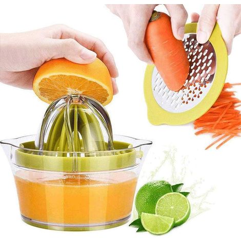 Presse-agrumes manuel pour citrons et oranges, avec doseur et râpe intégrés, 35 cl, vert (1/5)
