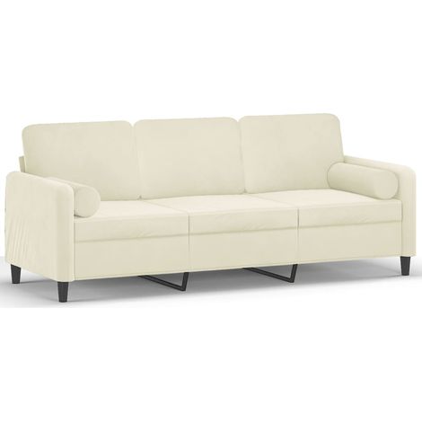 Canapé 3 places,Sofa pour Salon,Banquette avec oreillers décoratifs crème 180 cm velours CFW349106 (1/5)