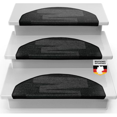 Tapis d'escalier Via Veneto Noir Demi-circulaire, 23.5 x 65 cm