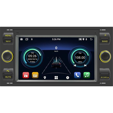 Autoradio Android 2 Din 7 pouces avec Carplay – Bluetooth 5.0, DAB+, WiFi, FM, caméra de recul – Compatible Ford Focus/C-Max/S-Max/Galaxy/Fusion/Transit Connect (1/5)
