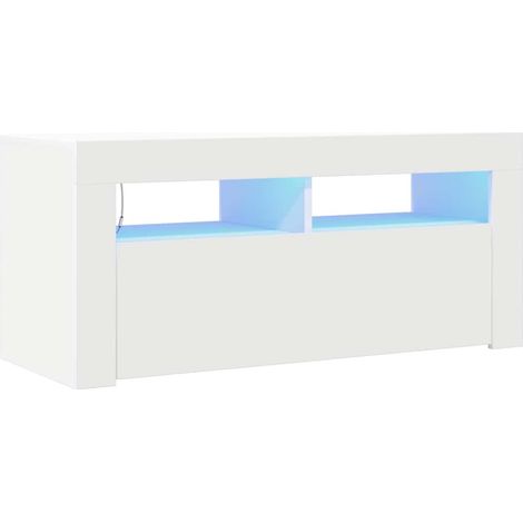 vidaXL TV Cabinet with LED Lights White 90x35x40 cm (1/5)