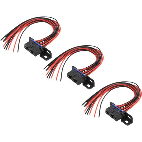 Lot de 3 câbles rallonge OBD2 J1962 30 cm avec connecteur femelle 16 broches pour véhicule diagnostic auto (1/5)