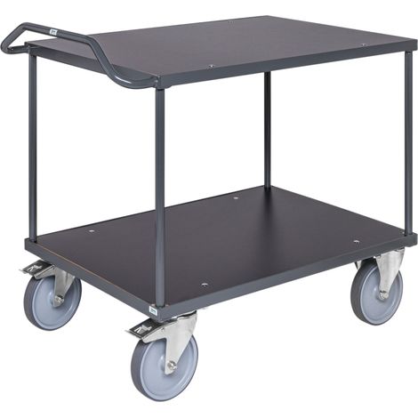 Kongamek ergonomischer Tischwagen in dunkelgrau 1110x700x965mm mit MDF-Platte, Gummibereifung und Bremse