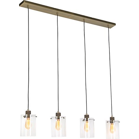 QAZQA Suspension scandinave en bronze avec verre 4 lumières - (1/4)