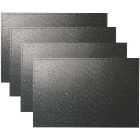 Set de 4 Sets de Table en Cuir Double Couche PVC Slap-up Grain d'Autruche (Noir) (1/4)