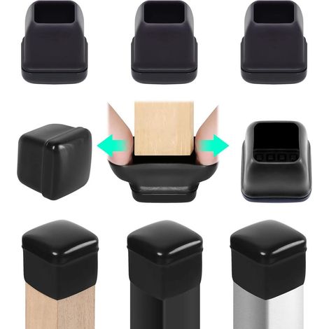protections carrées en silicone pour pieds de meubles Lot de 24 embouts de pieds de chaise (19 (1/5)