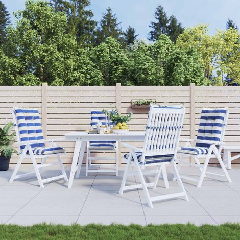 vidaXL Cuscino da Esterno 4 pcs Blu e Bianco 120 x 50 x 7 cm