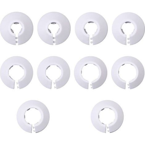 10 einfache Heizkörperrosetten, Heizkörperrosette, Heizkörperrohrabdeckung, Rohrabdeckung für Heizkörper, Wand-/Bodenlochabdeckung, für Heizung, Abdeckung (12 mm, weiß) (1/5)