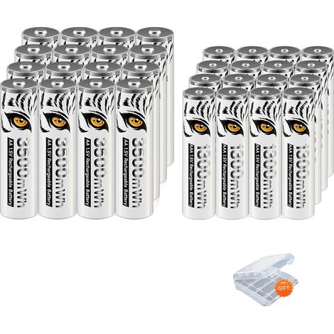 Pilas recargables de alta capacidad, estuche de carga inteligente, 16 pilas AA y 16 pilas AAA. (1/2)