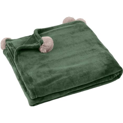Plaid tout doux vert 130 x 160 cm (1/2)