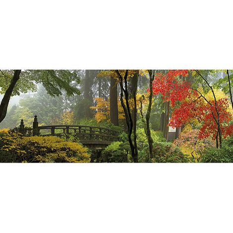 Tableau japonais parfait pour couloir | Tableau nature jardin japonais pour salon | Tableau sur toile chambre adulte paysage multicolore 1,0 x 0,4 m (1/2)