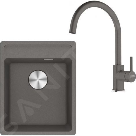 Franke - Set de cuisine G273ŠK, évier en fragranit MRG 610-37 RTL+ robinet FC 6018.084, gris pierre 114.0700.785 (1/4)