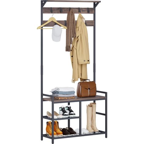 Portemanteau 4 en 1 avec Banc à Chaussures Entrée (1/5)