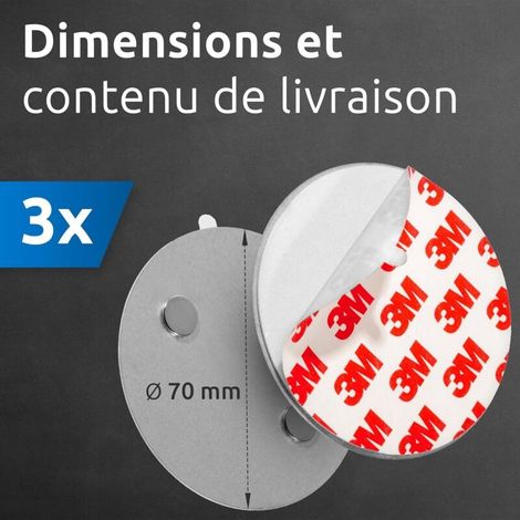 Filiyano-3 plaques magnétiques autocollantes pour détecteurs de fumée, supports magnétiques autocollants Ø 70 mm, fixation magnétique pour détecteurs (1/5)
